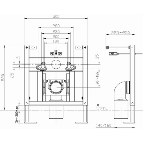 RAK Ceramics Universal Concealed WC Frame Adjustable Height
