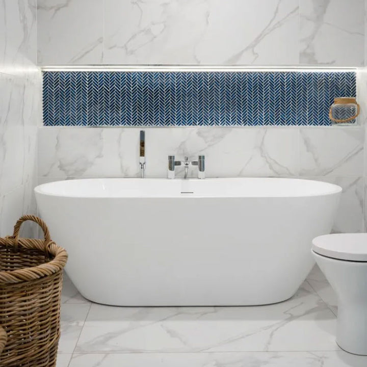 Freestanding Modern Double Ended Bath 1455mm - Manhattan by Voda Design.