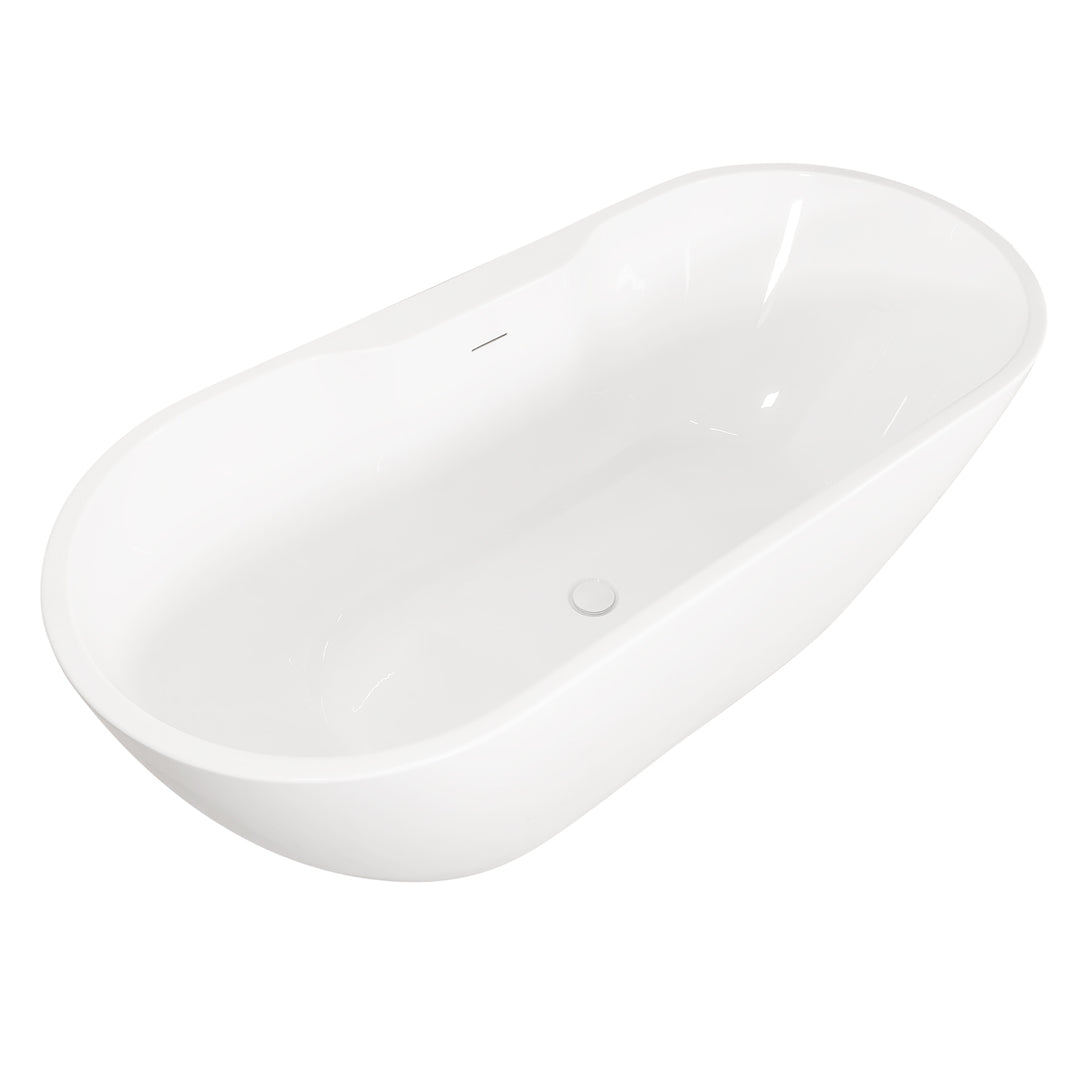 Voda Design Florence 1 1455mm Freestanding Double Ended Bath (Slim Oflow White Waste)