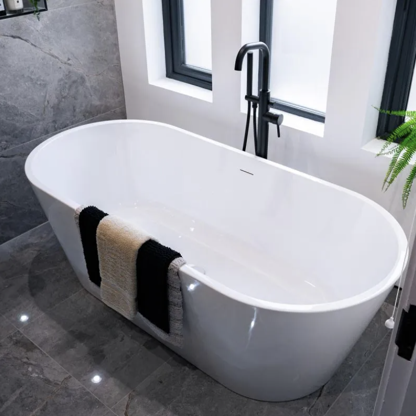 Voda Design Garda 1700 x 800 Freestanding Double Ended Bath (Slim Oflow White Waste)