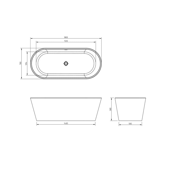 Bella 1800mm Freestanding Modern Double Ended Bath