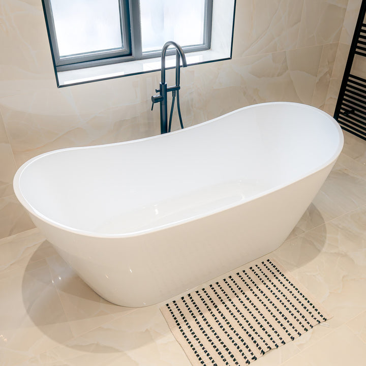 Voda Design Greenwich 1800 x 800 Freestanding Double Ended Bath (Slim Oflow White Waste)