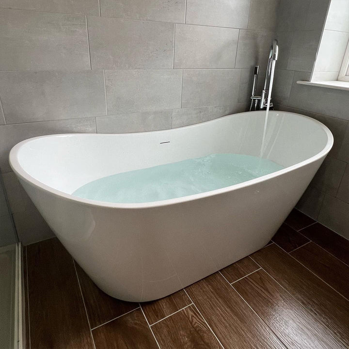 Voda Design Greenwich 1800 x 800 Freestanding Double Ended Bath (Slim Oflow White Waste)