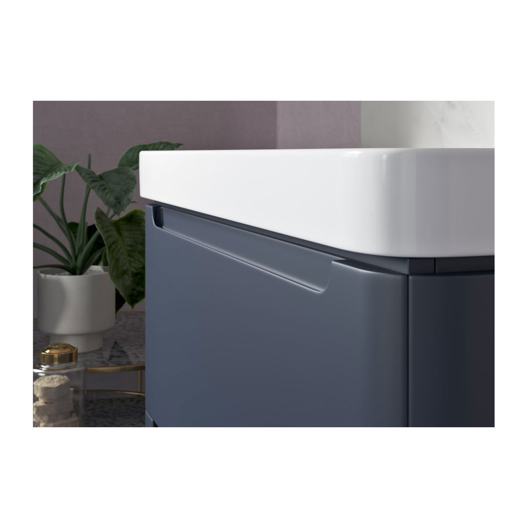 Freedom 605mm 2 Drawer Wall Hung Basin Unit - Matt Indigo