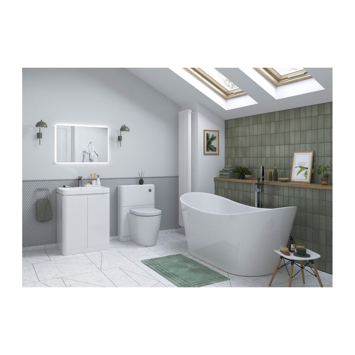 Freedom 605mm 2 Drawer Wall Hung Basin Unit - White Gloss