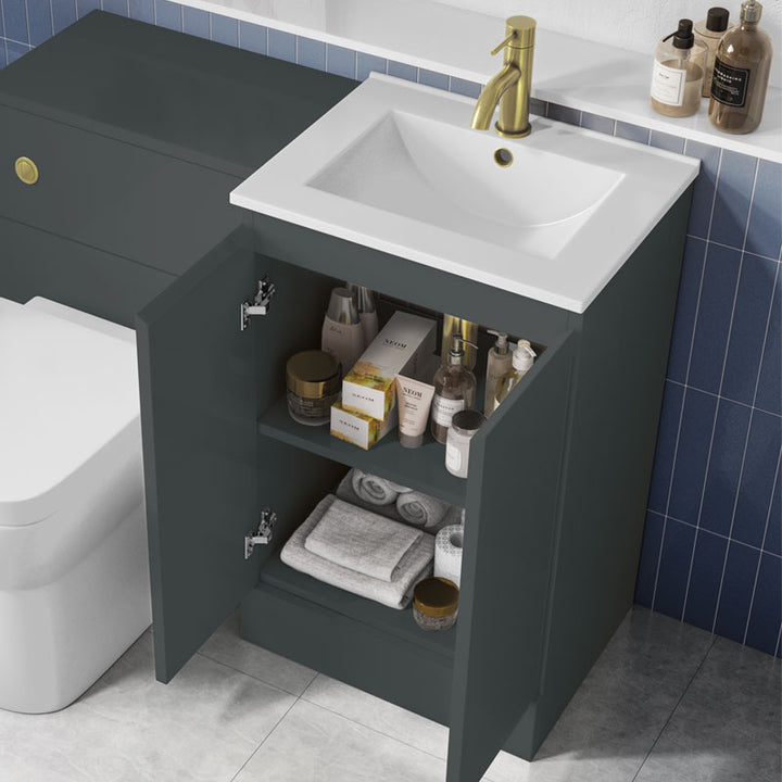 Waterproof 500mm Grey Vanity Unit with Basin