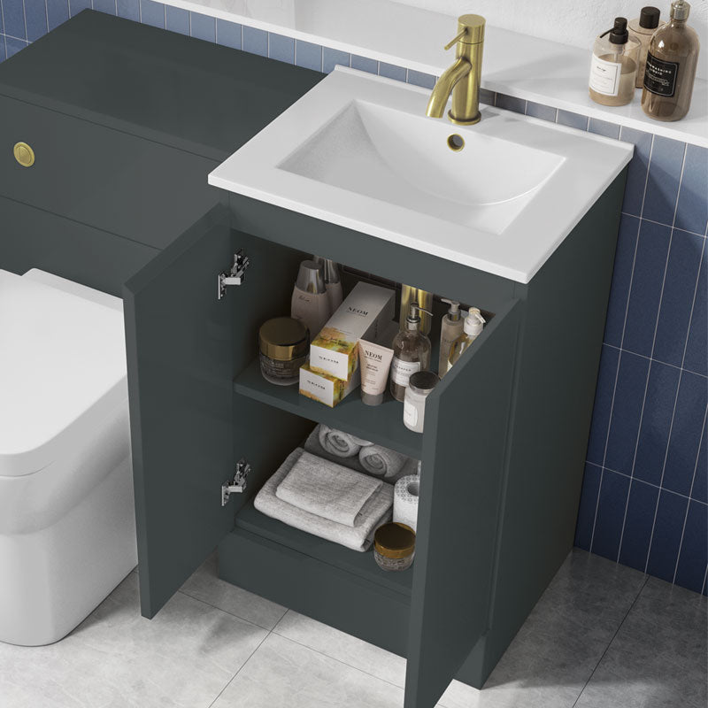 Waterproof 600mm Grey Vanity Unit with Basin