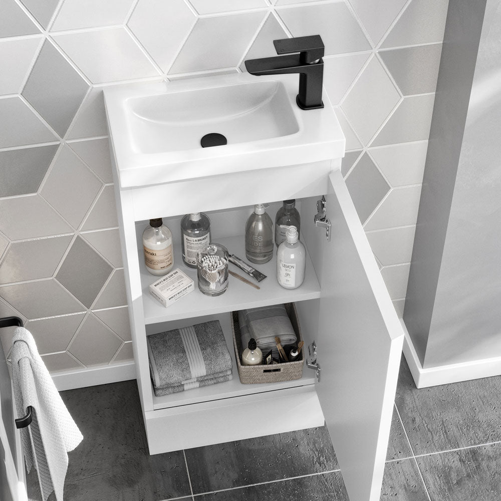 Waterproof 400mm White Vanity Unit with Basin