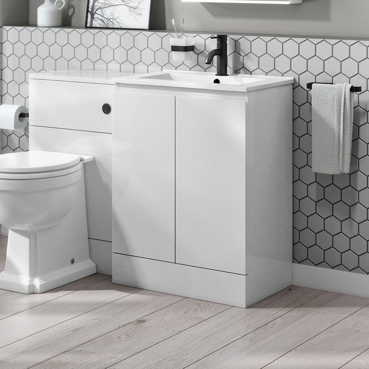 Waterproof 500mm White Vanity Unit with Basin