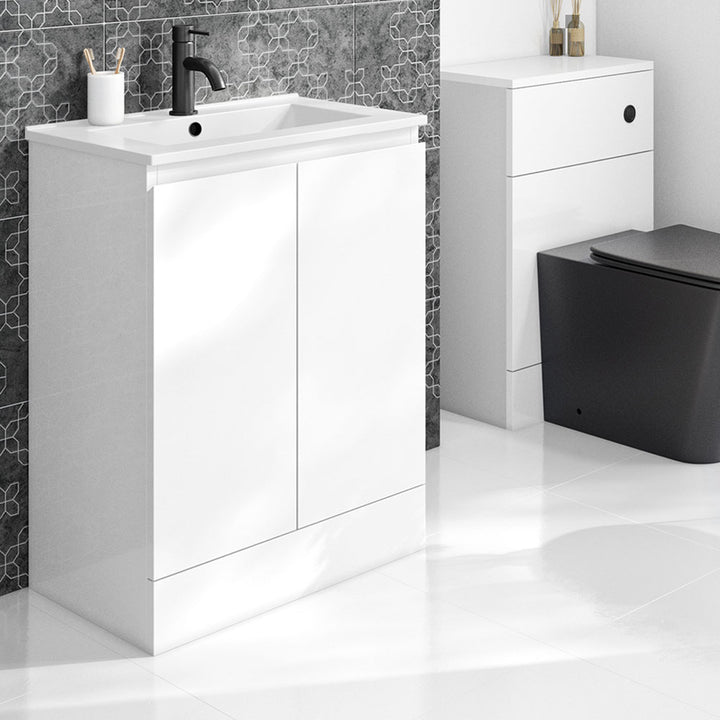 Waterproof  600mm White Vanity Unit with Basin