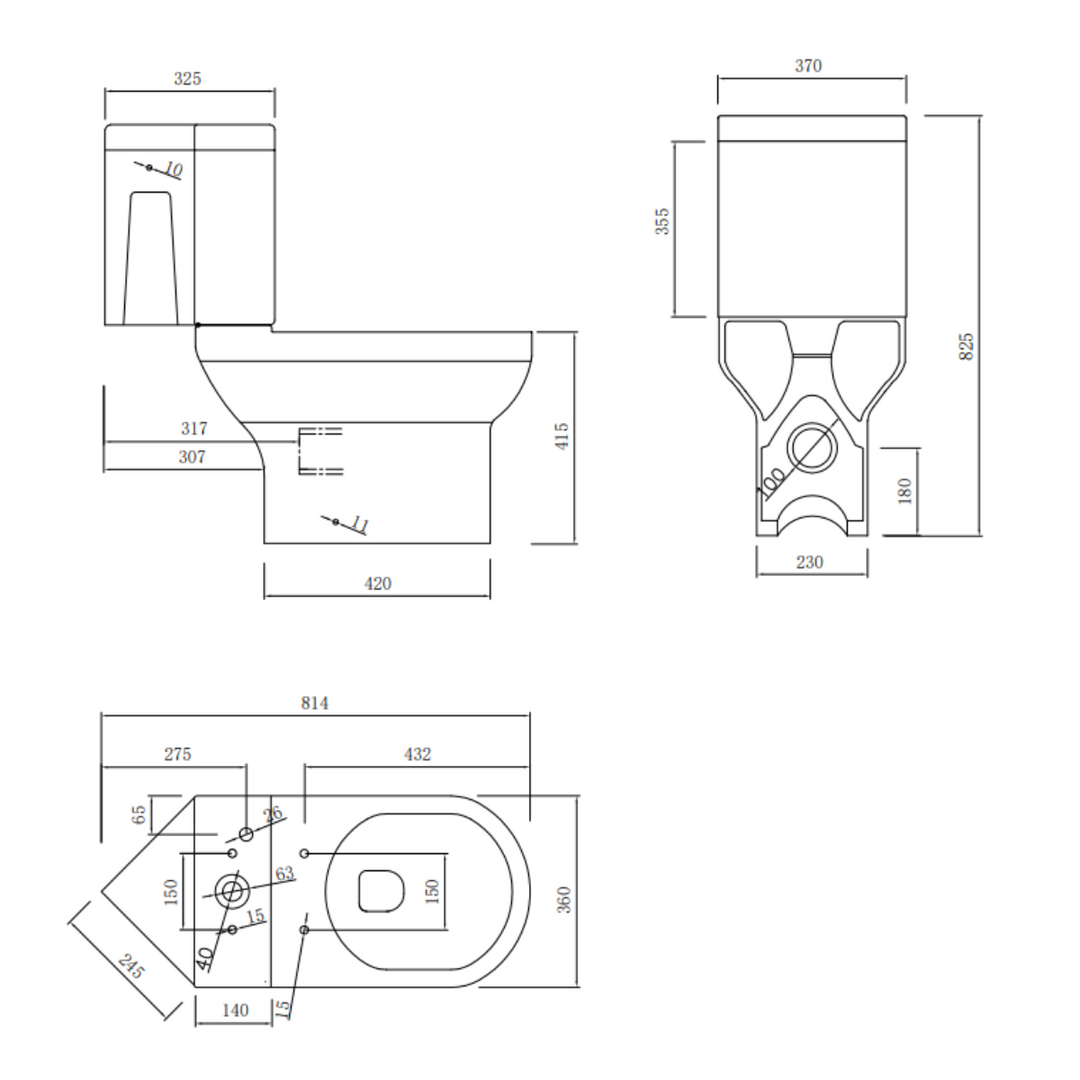 Close Coupled Rimless Corner Toilet With Soft Close Seat - By Voda Design