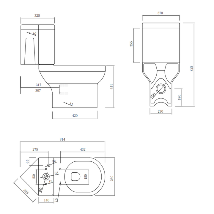 Close Coupled Rimless Corner Toilet With Soft Close Seat - By Voda Design