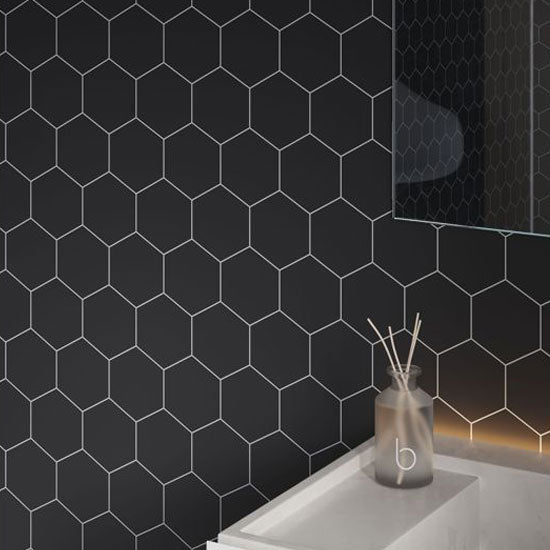 Fibo Urban - 2.4m x 0.6m Wall Panel - Black Silk (Hexagonal) - Single