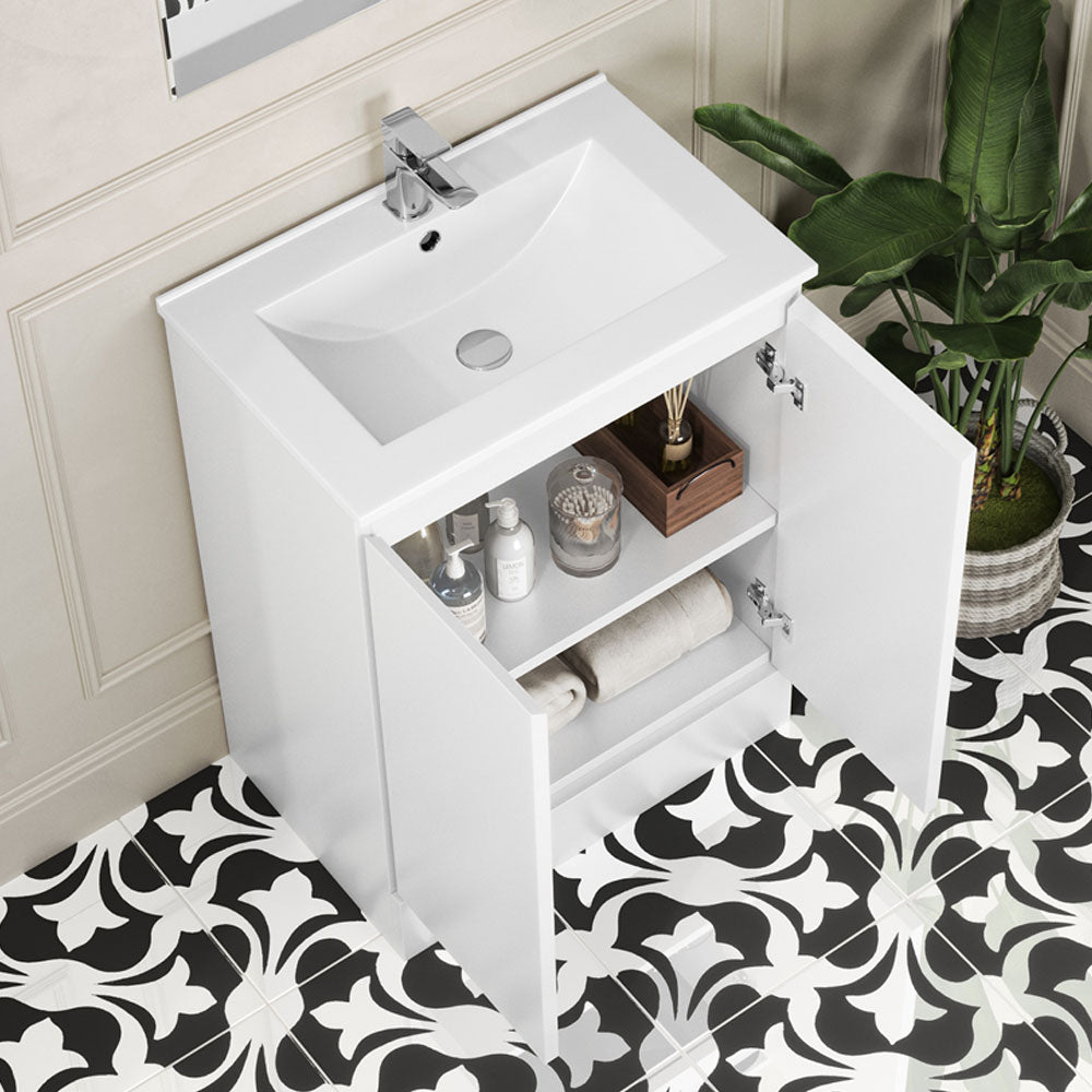 Waterproof  600mm White Vanity Unit with Basin