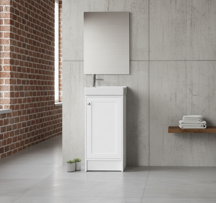 400mm Traditional Floorstanding Cloakroom Vanity Unit and Basin - White - Whitley By Voda Design