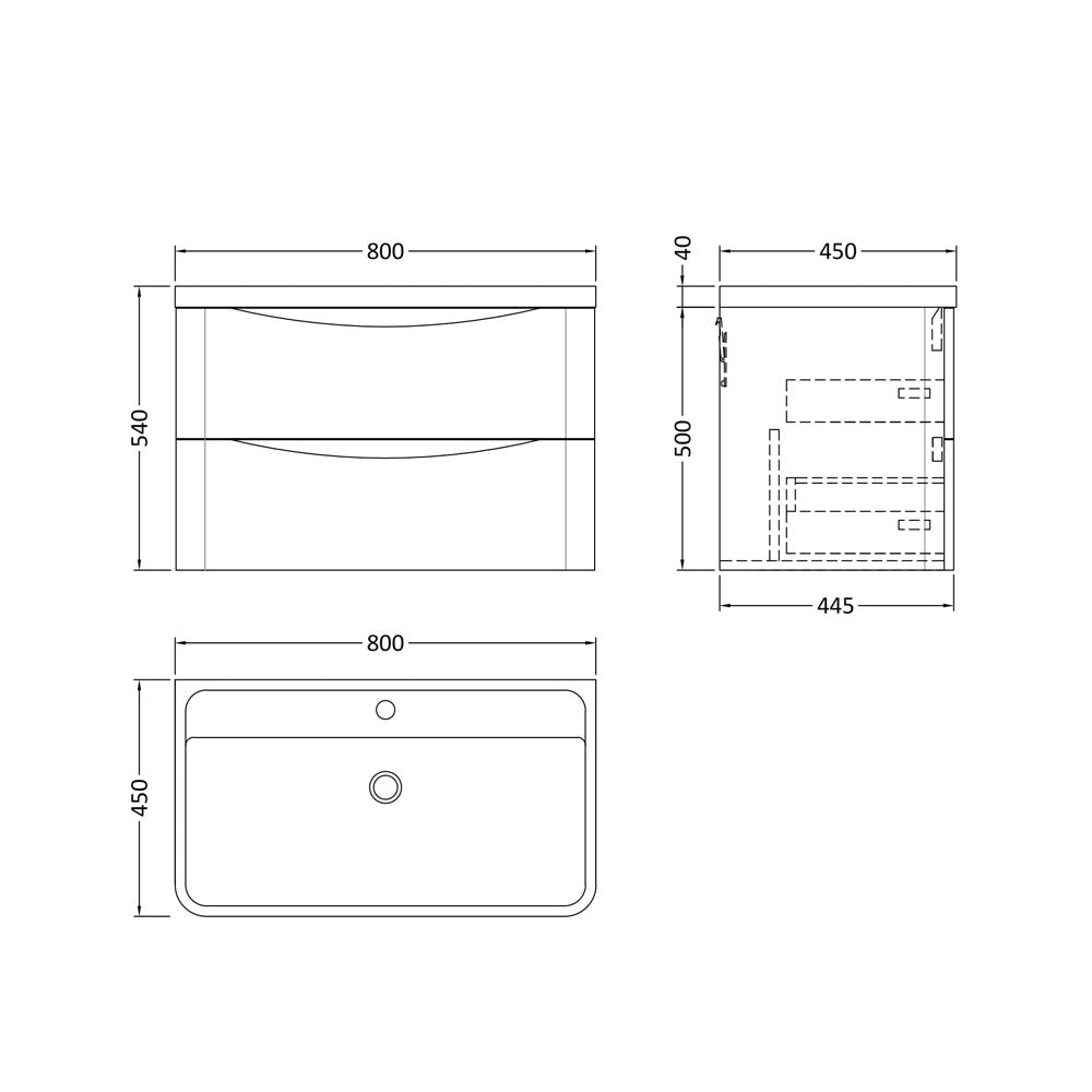 800mm W/H 2-Drawer Unit & Polymarble Basin - Satin Green (ISLA014)
