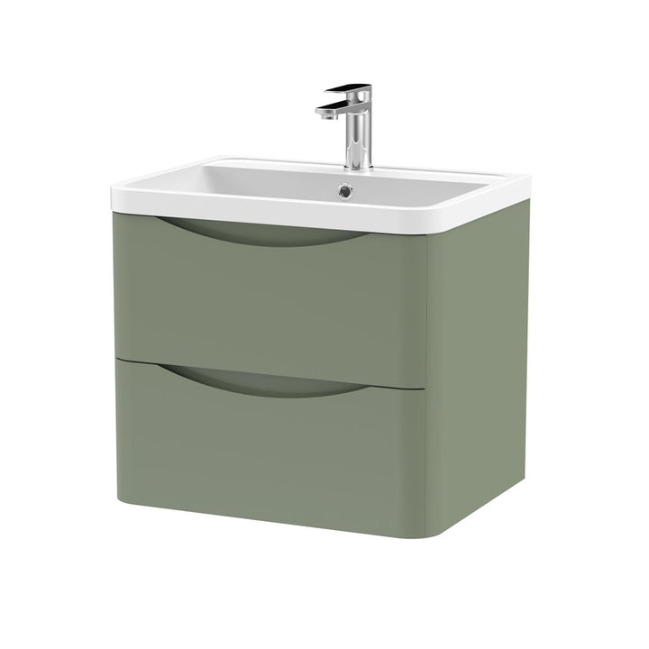 600mm W/H 2-Drawer Unit & Polymarble Basin - Satin Green (ISLA008)