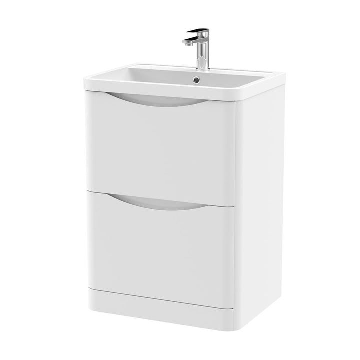 600mm F/S 2-Drawer Unit & Polymarble Basin - Satin White (ISLA001)