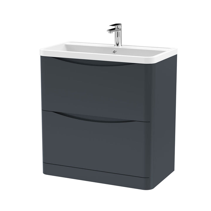 800mm F/S 2-Drawer Unit & Polymarble Basin - Soft Black (ISLA011)