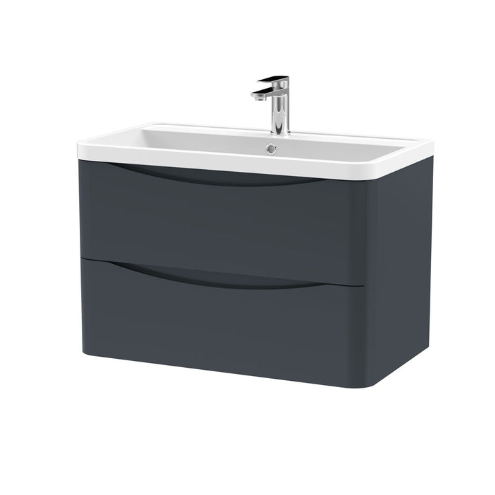 800mm W/H 2-Drawer Unit & Polymarble Basin - Soft Black (ISLA012)