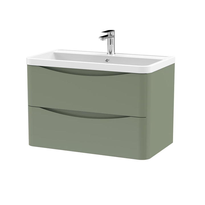 800mm W/H 2-Drawer Unit & Polymarble Basin - Satin Green (ISLA014)