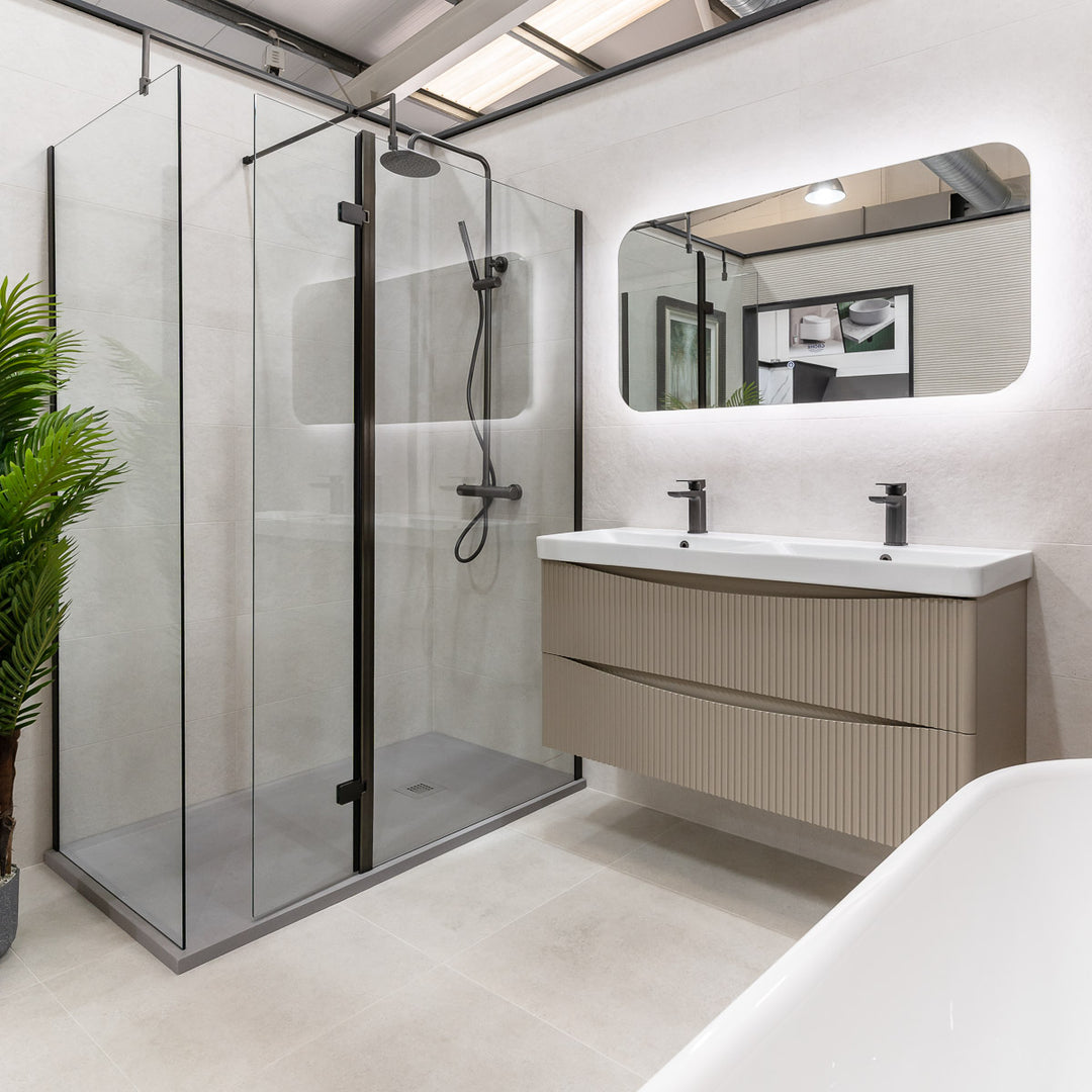1200mm Fluted Wall Mounted Vanity Unit & Basin - Sand (By Voda Design)