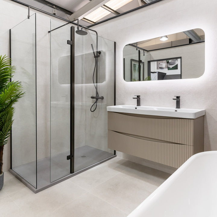1200mm Fluted Wall Mounted Vanity Unit & Basin - Sand (By Voda Design)
