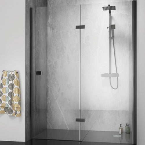 Black Left Hand Hinged Shower Enclosure 1200mm - Kaso 8 Star by Voda Design (8mm Thick) - Door Only