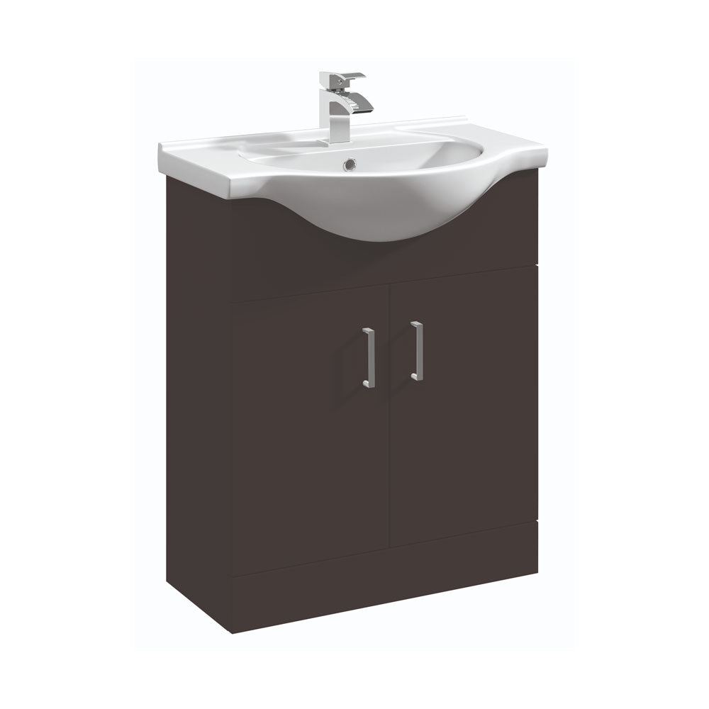 Black 650mm 2 Door Floor Standing With Basin - Oslo By Voda Design
