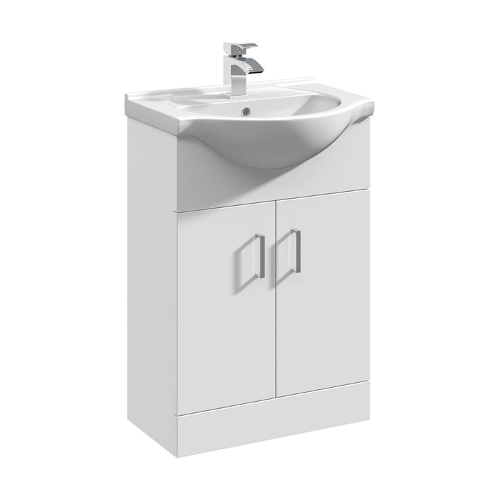 Arley 550mm White 2 Door Basin Unit With Basin - Oslo By Voda Design