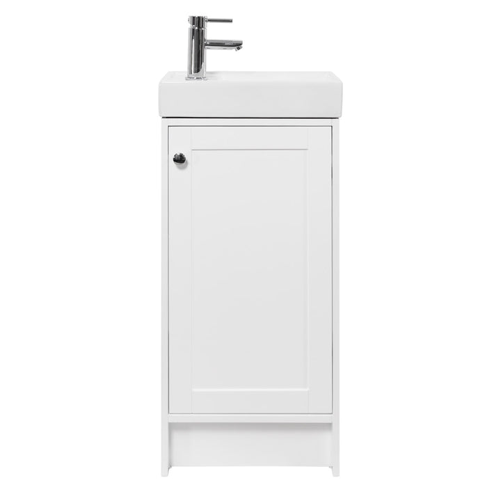 400mm Traditional Floorstanding Cloakroom Vanity Unit and Basin - White - Whitley By Voda Design