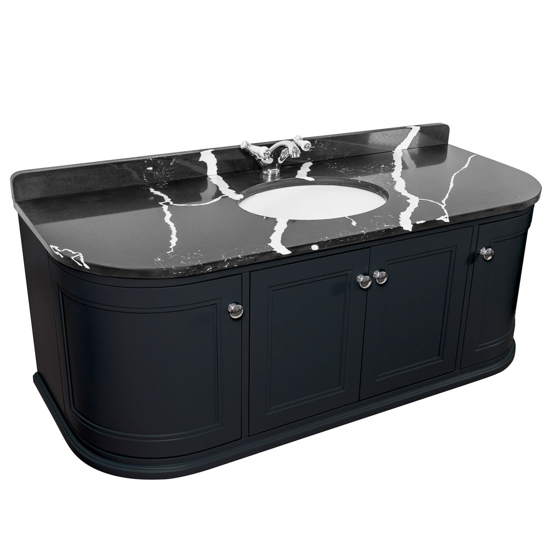 Hatton 1200mm Wall Mounted Anthracite Vanity Unit, Black Marble Worktop & Ceramic Basin