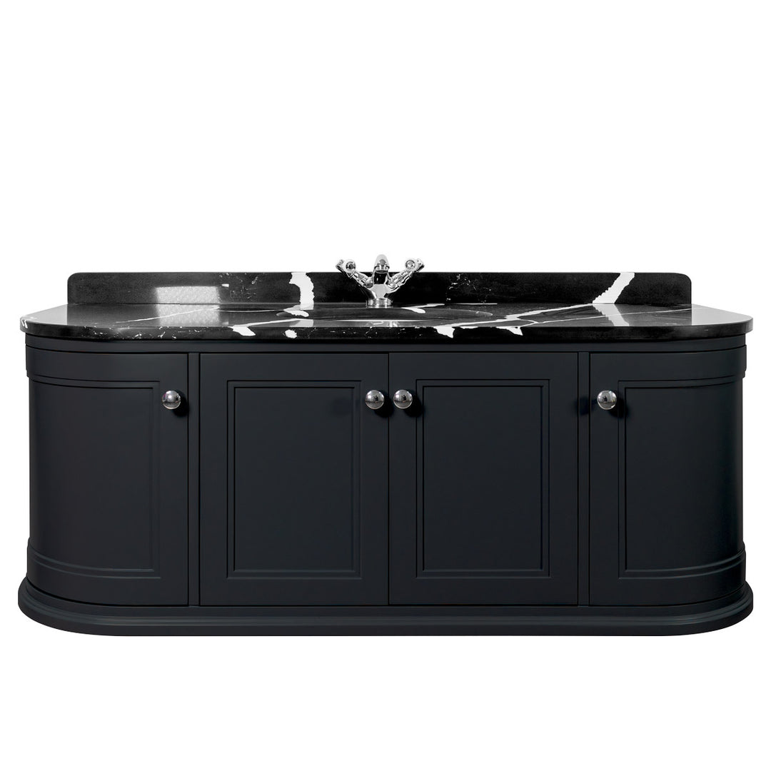 Hatton 1200mm Wall Mounted Anthracite Vanity Unit, Black Marble Worktop & Ceramic Basin