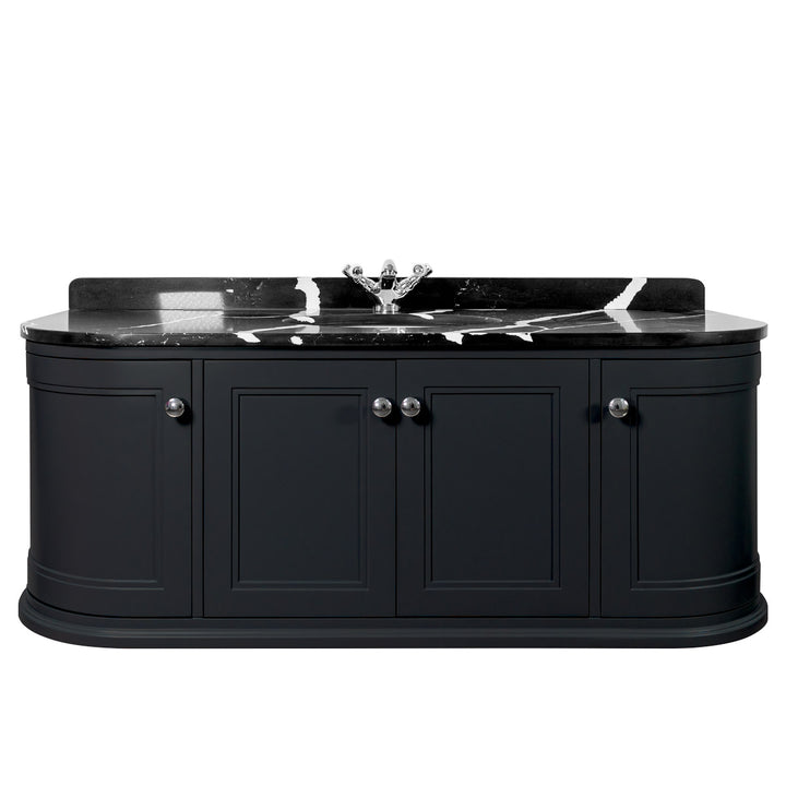 Hatton 1200mm Wall Mounted Anthracite Vanity Unit, Black Marble Worktop & Ceramic Basin