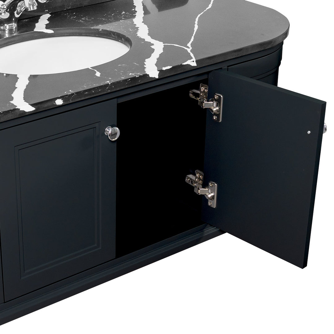 Hatton 1200mm Wall Mounted Anthracite Vanity Unit, Black Marble Worktop & Ceramic Basin