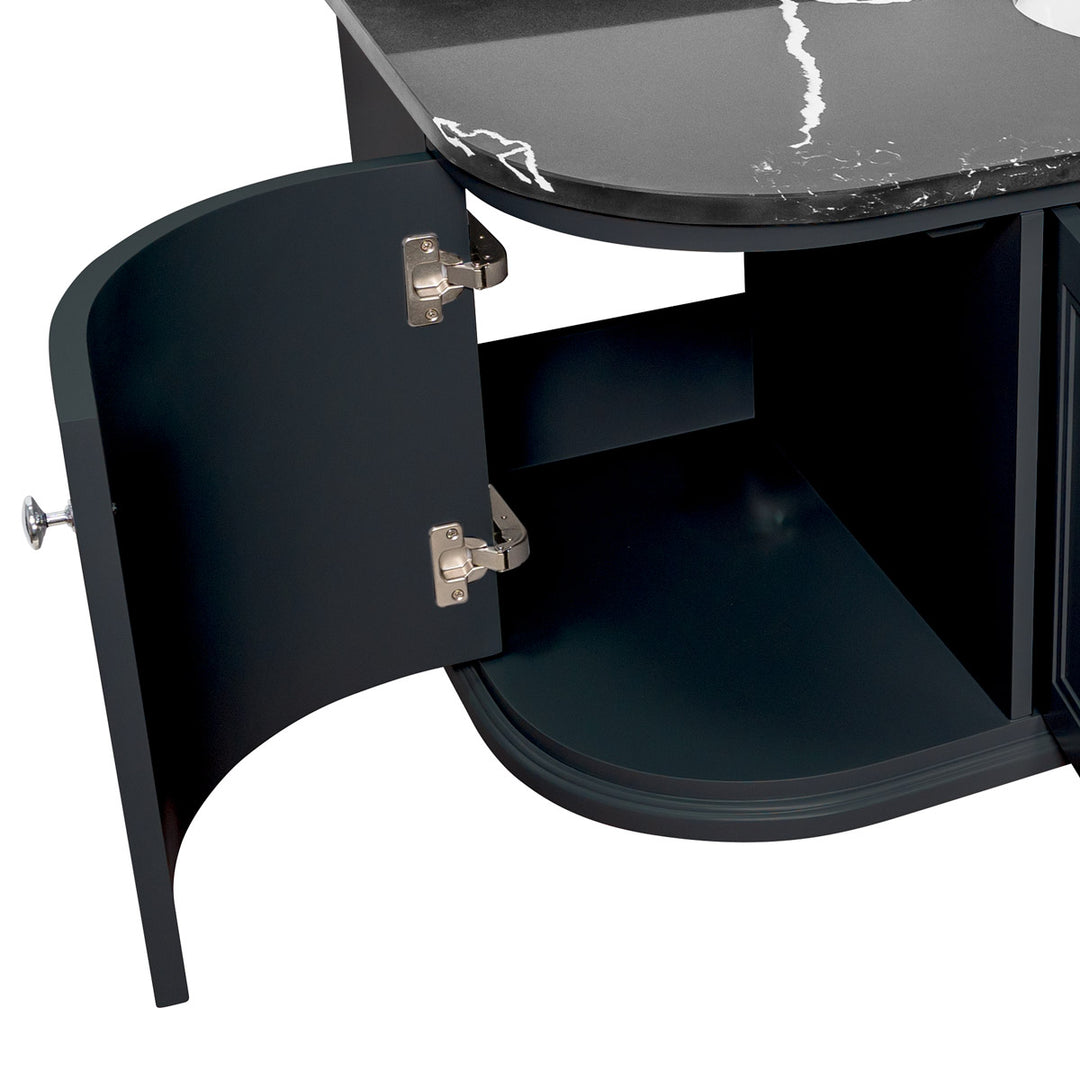 Hatton 1200mm Wall Mounted Anthracite Vanity Unit, Black Marble Worktop & Ceramic Basin
