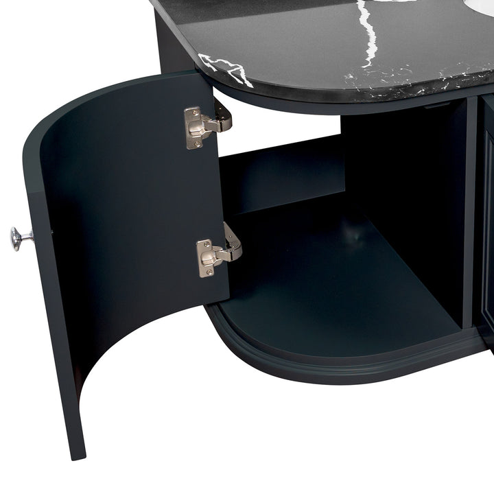 Hatton 1200mm Wall Mounted Anthracite Vanity Unit, Black Marble Worktop & Ceramic Basin