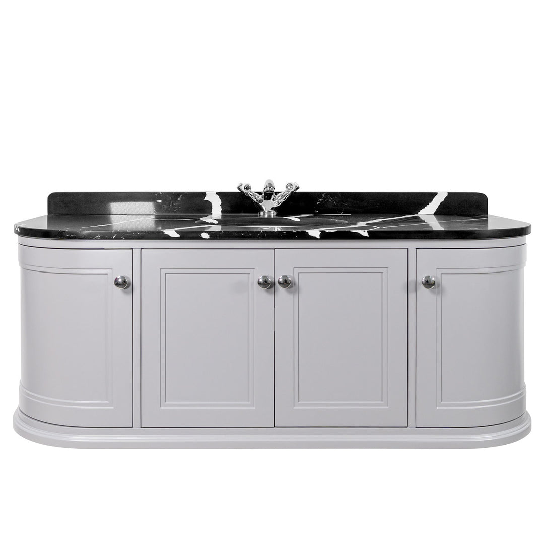 Hatton 1200mm Wall Mounted Grey Vanity Unit, Black Marble Worktop & Ceramic Basin