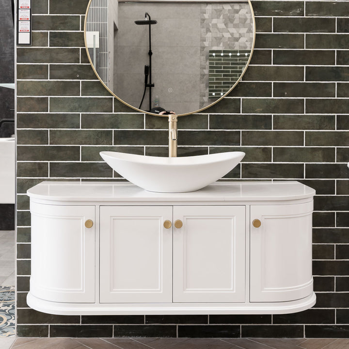 1200mm Wall Hung Bathroom Bundle White (Vanity, Worktop, Basin, Tap, Waste & Mirror) - VODASUITE30