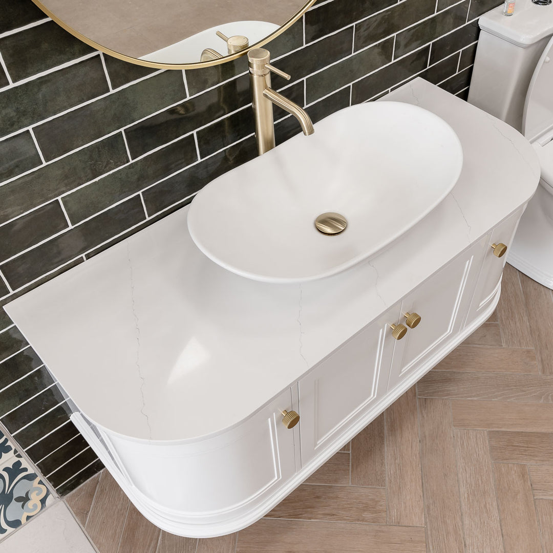 1200mm Wall Hung Bathroom Bundle White (Vanity, Worktop, Basin, Tap, Waste & Mirror) - VODASUITE30
