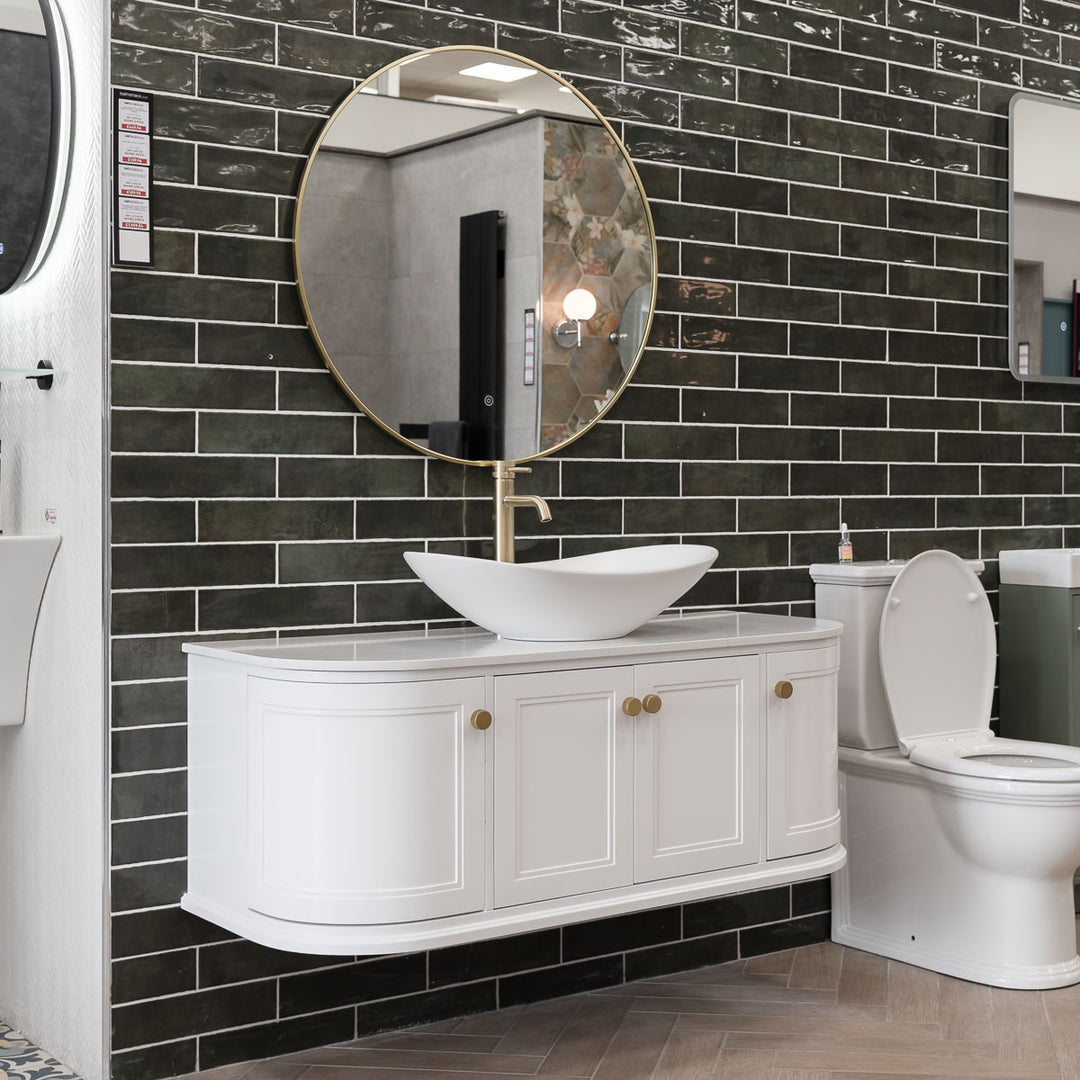 1200mm Wall Hung Bathroom Bundle White (Vanity, Worktop, Basin, Tap, Waste & Mirror) - VODASUITE30