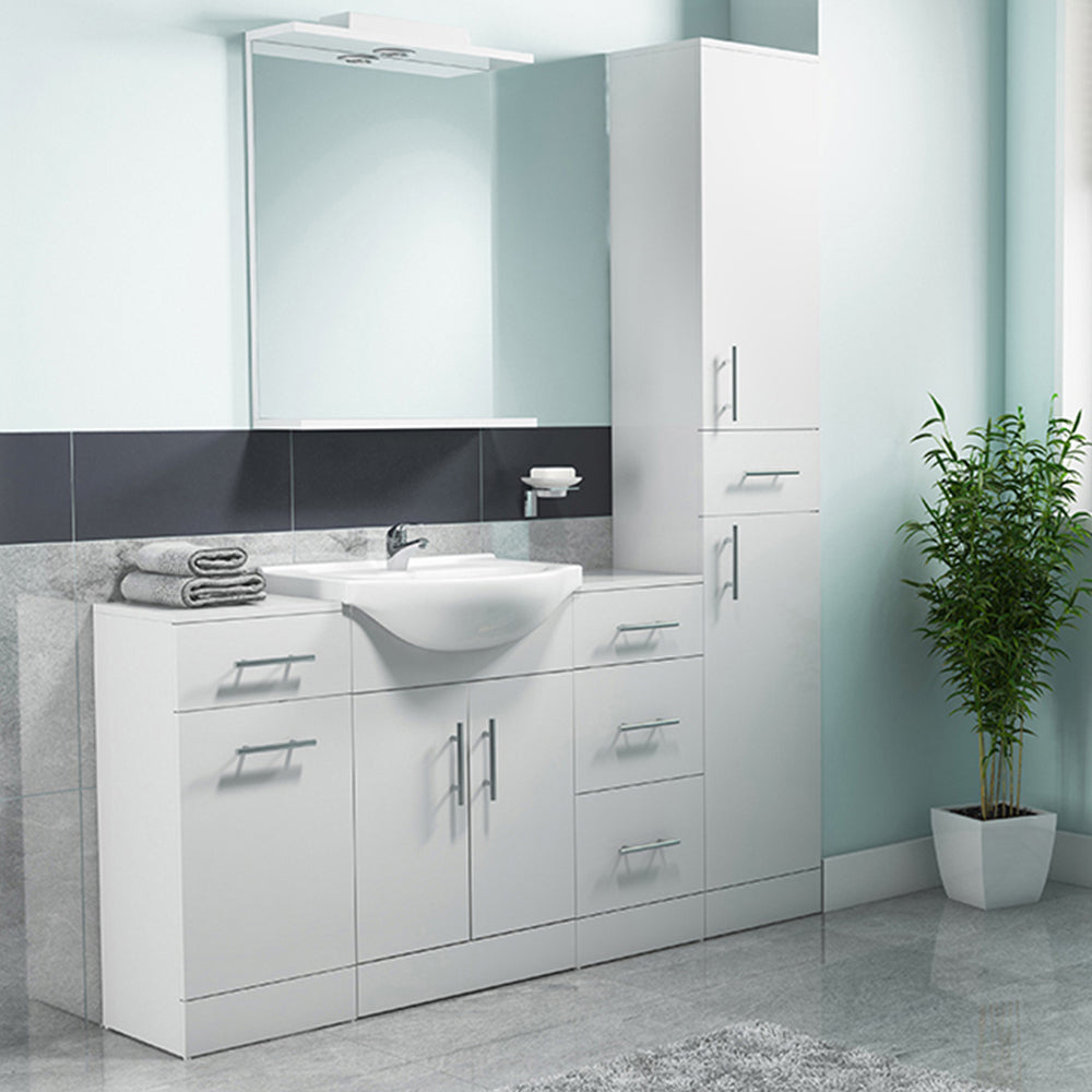 Arley 650mm White 2 Door Vanity Unit With Basin - Oslo By Voda Design