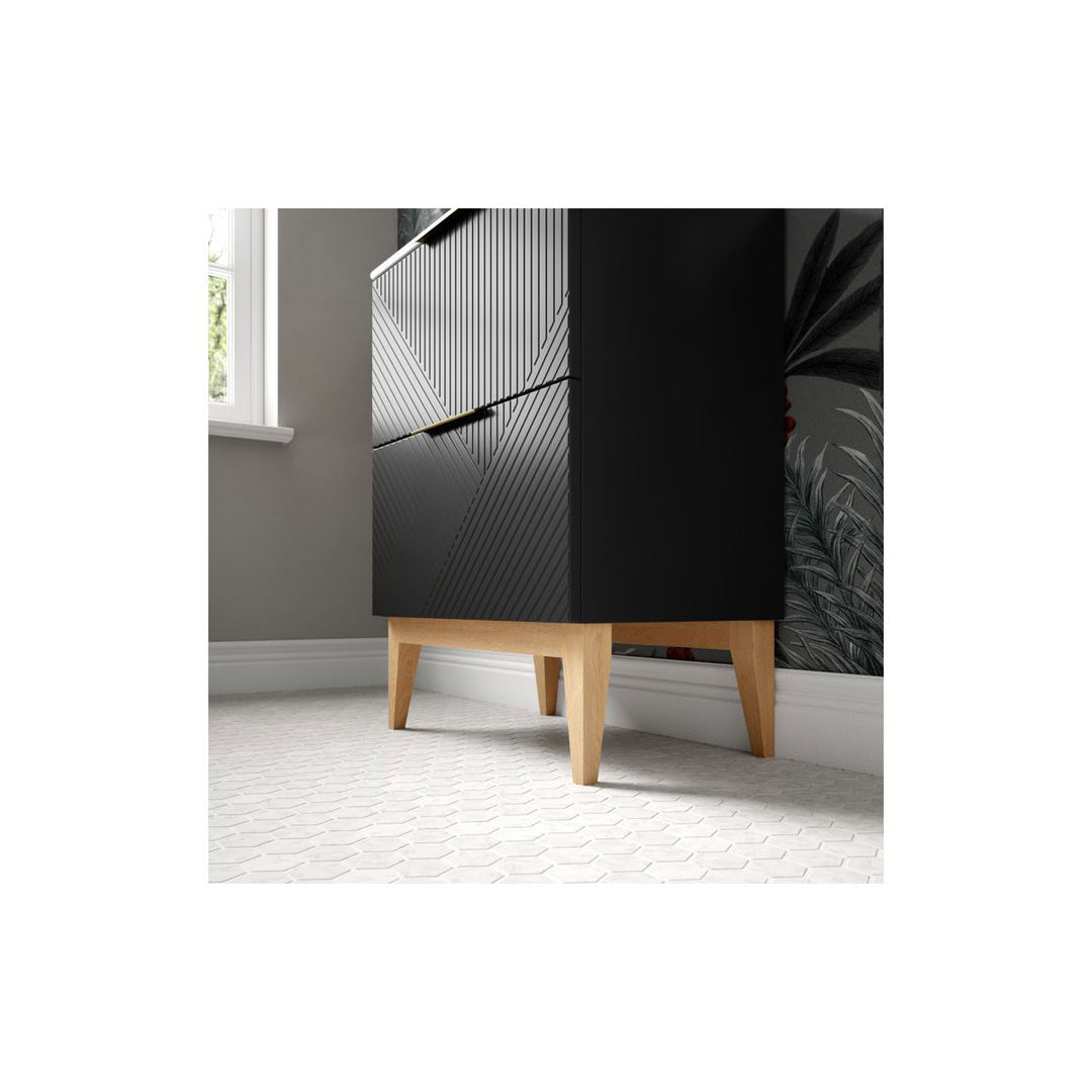 Lines 815mm Floor Standing 2 Drawer Basin Unit & Basin - Matt Graphite Grey