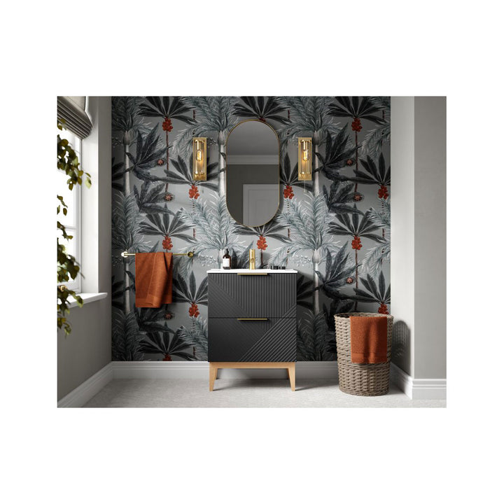 Lines 815mm Floor Standing 2 Drawer Basin Unit & Basin - Matt Graphite Grey