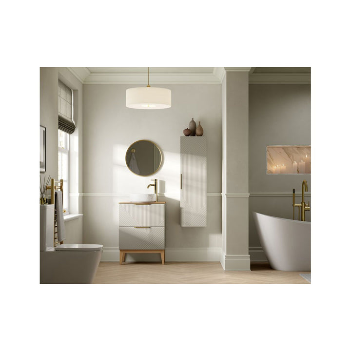 Lines 810mm Floor Standing 2 Drawer Basin Unit & Maple Oak Effect Worktop - Matt Oat