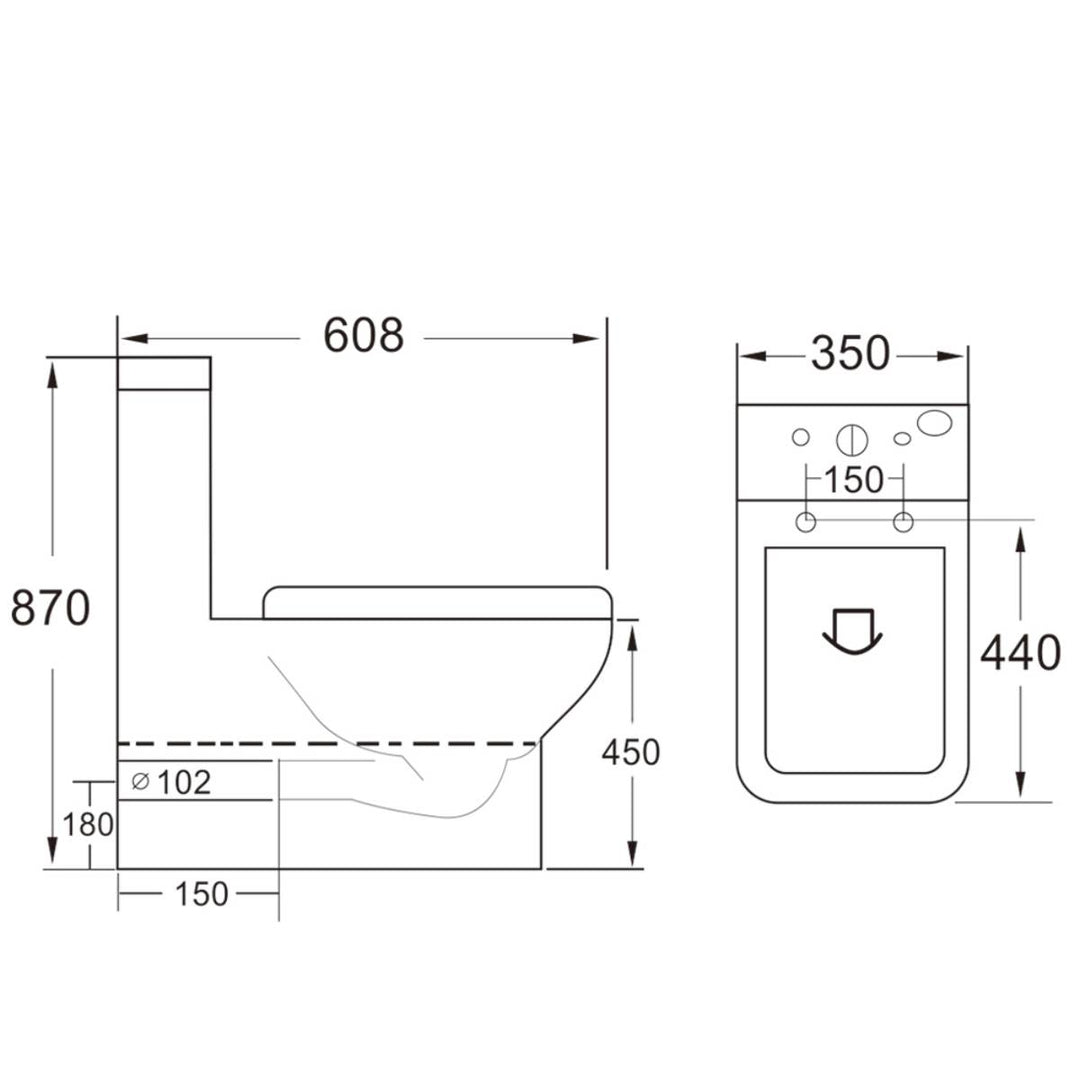 Aura Comfort Height Rimless Close Coupled Toilet & Soft Close Seat