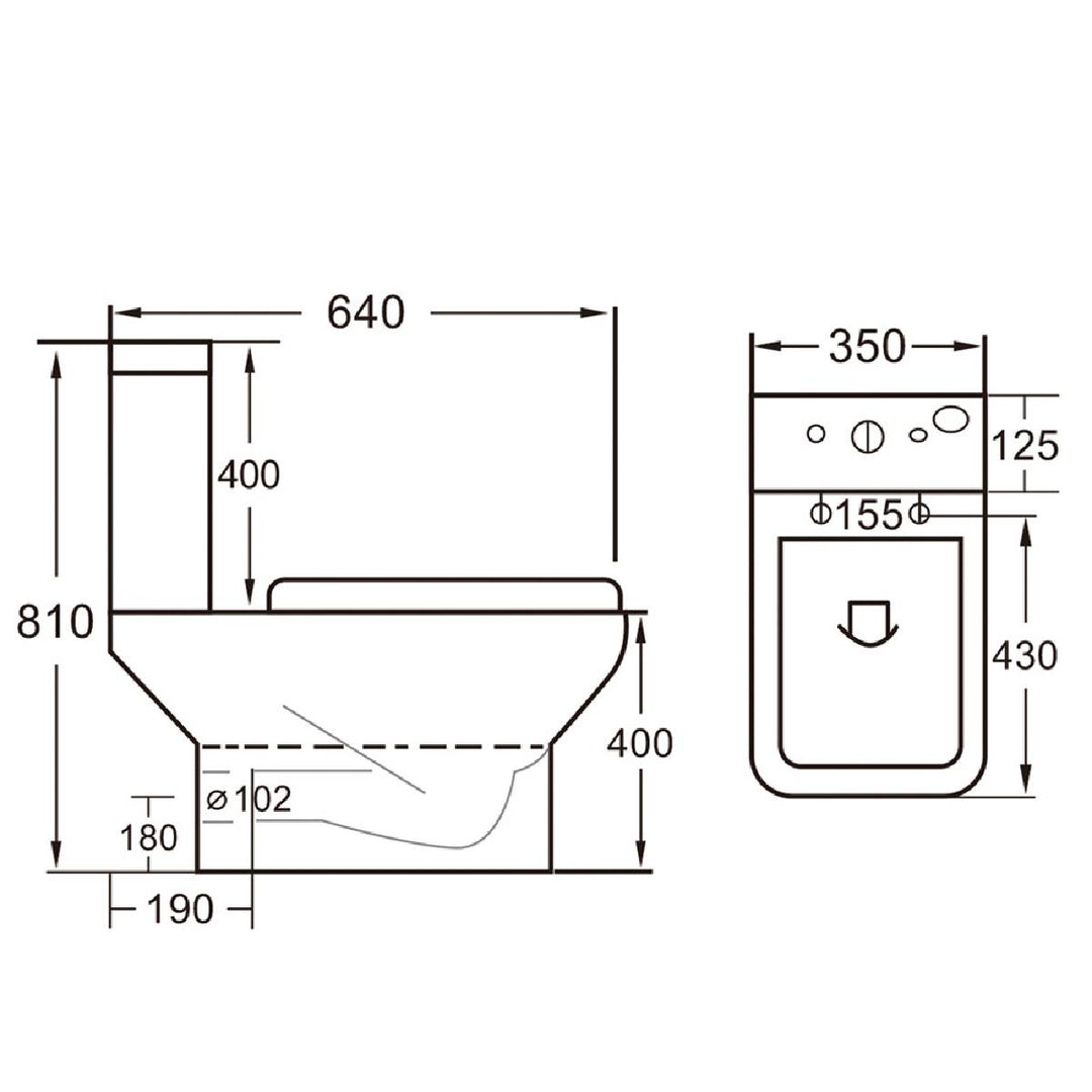 Aura Easy Plumb Close Coupled Toilet Cyclone Flush & Soft Close Seat