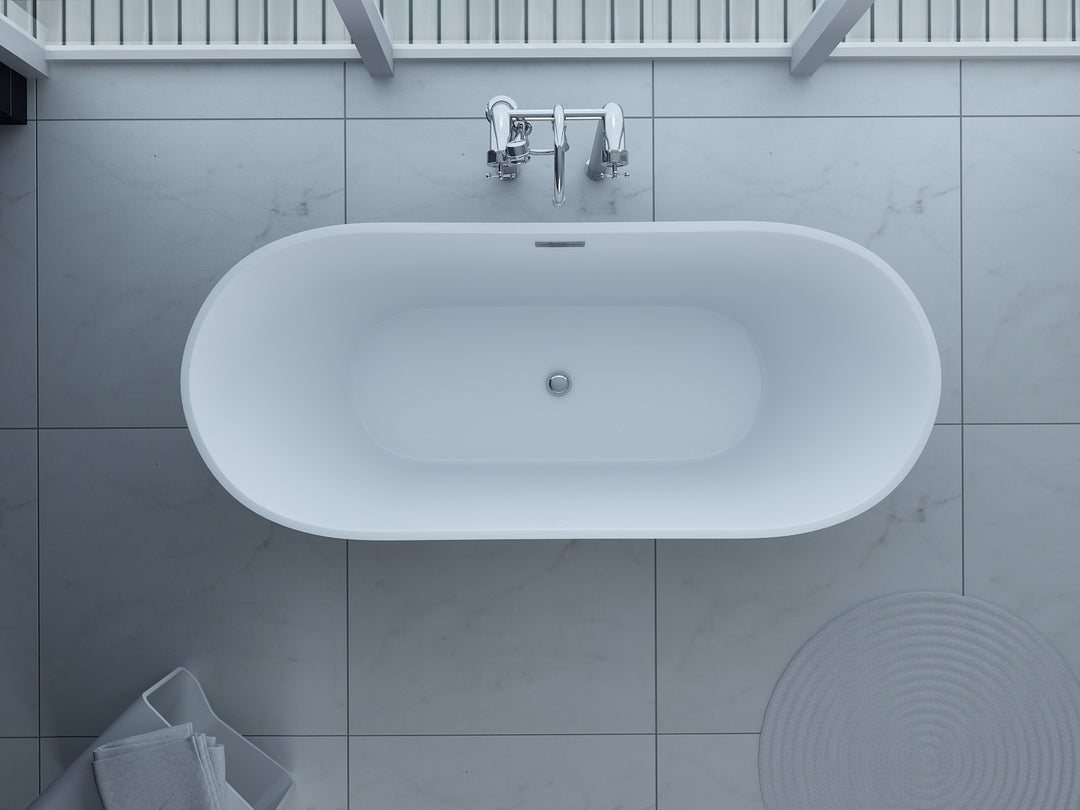 Freestanding Modern Double Ended Thin Edge Bath 1600 x 800 mm - Lugano by Synergy