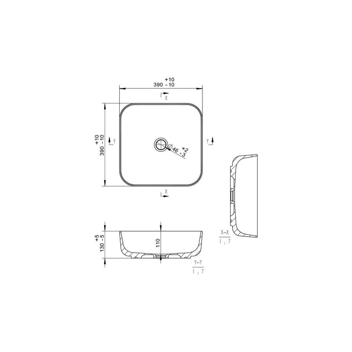 Aras 400mm Ceramic Square Washbowl & Waste - Matt White