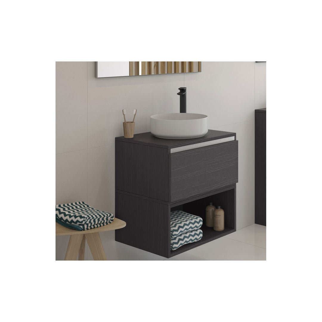 Aras 355mm Ceramic Round Washbowl & Waste - Matt Black